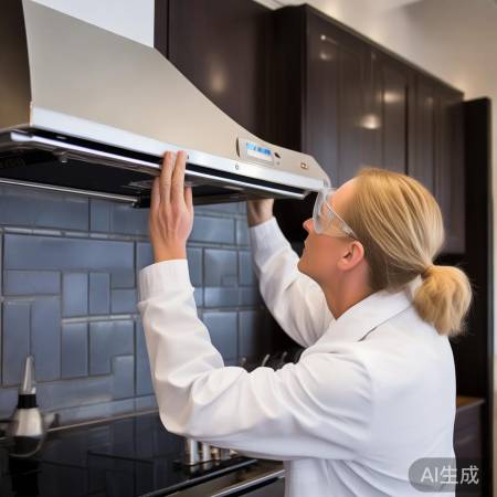 安装油烟机，检查稳固。