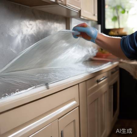安装橱柜前贴防水膜