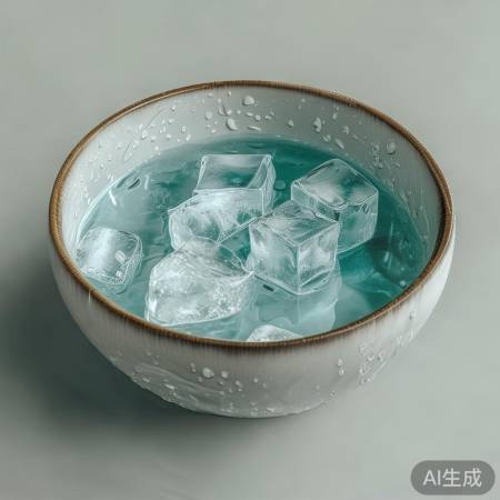 温水泡冰块解冻