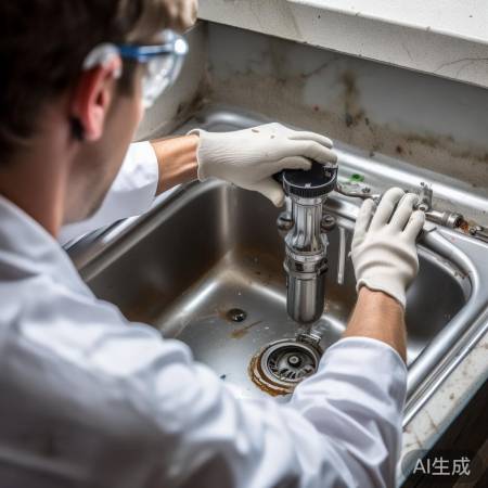 拆卸排水泵，注意顺序与连接。