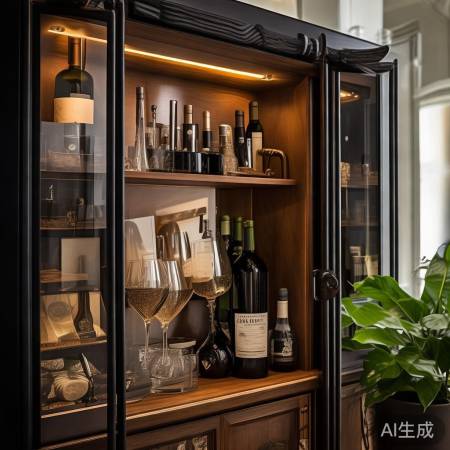 酒柜装饰:酒具与绿植添情趣